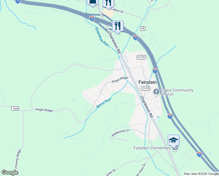 map of restaurants, bars, coffee shops, grocery stores, and more near County Road 21/27 in Ripley