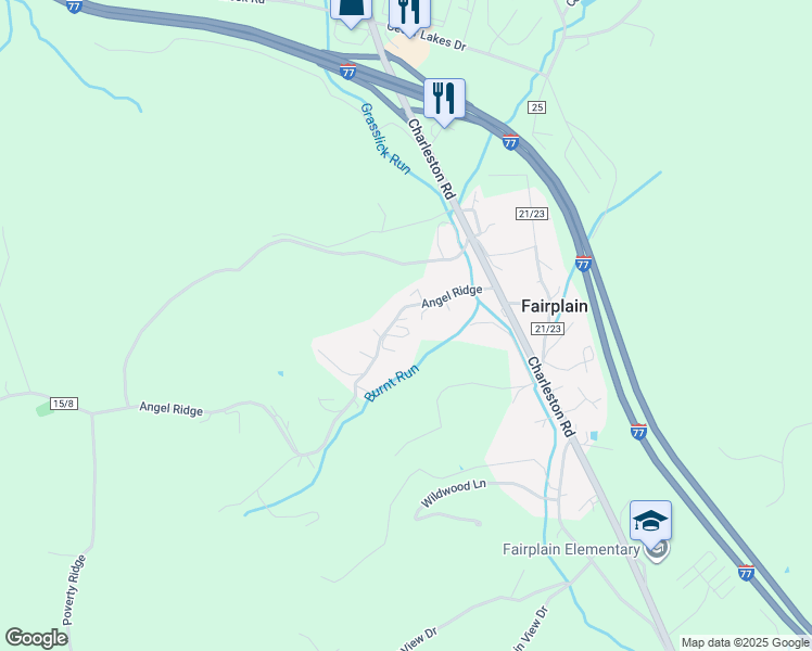 map of restaurants, bars, coffee shops, grocery stores, and more near County Road 21/27 in Ripley