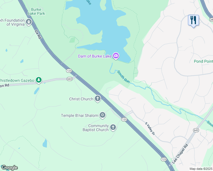 map of restaurants, bars, coffee shops, grocery stores, and more near 10111 View Point Court in Fairfax Station