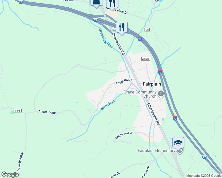 map of restaurants, bars, coffee shops, grocery stores, and more near County Road 21/27 in Ripley