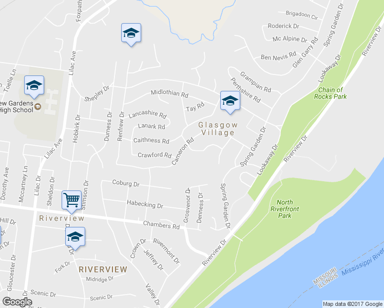 map of restaurants, bars, coffee shops, grocery stores, and more near 262 Estridge Road in St. Louis
