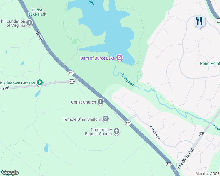 map of restaurants, bars, coffee shops, grocery stores, and more near 10111 View Point Court in Fairfax Station