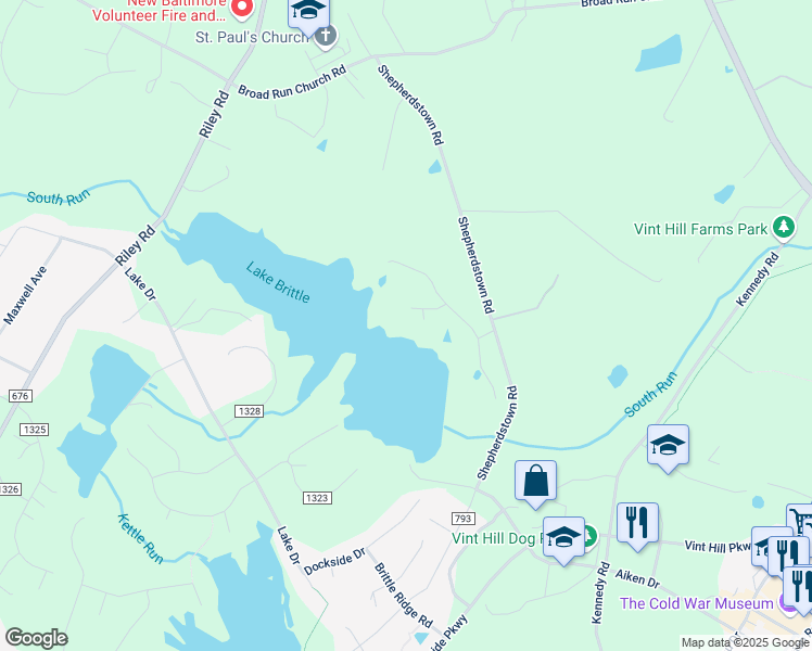 map of restaurants, bars, coffee shops, grocery stores, and more near 4563 Mackenzie Court in Warrenton