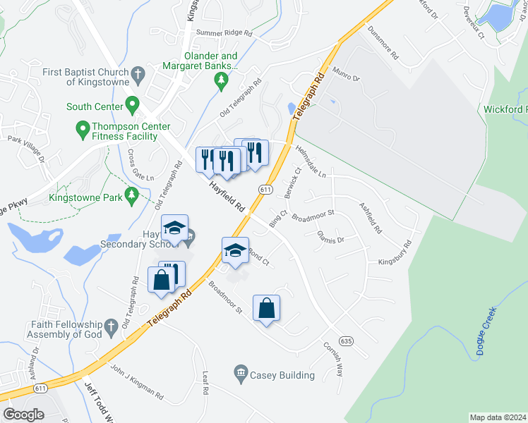 map of restaurants, bars, coffee shops, grocery stores, and more near 5905 Wivenhoe Court in Alexandria