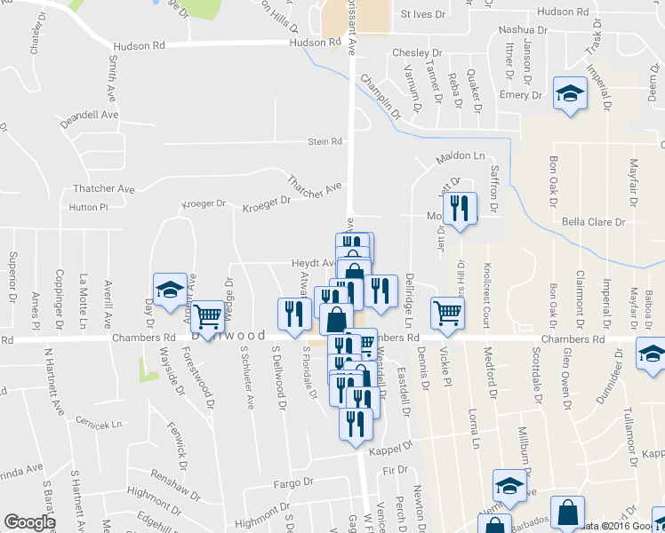 map of restaurants, bars, coffee shops, grocery stores, and more near 326 North Floridale Avenue in St. Louis