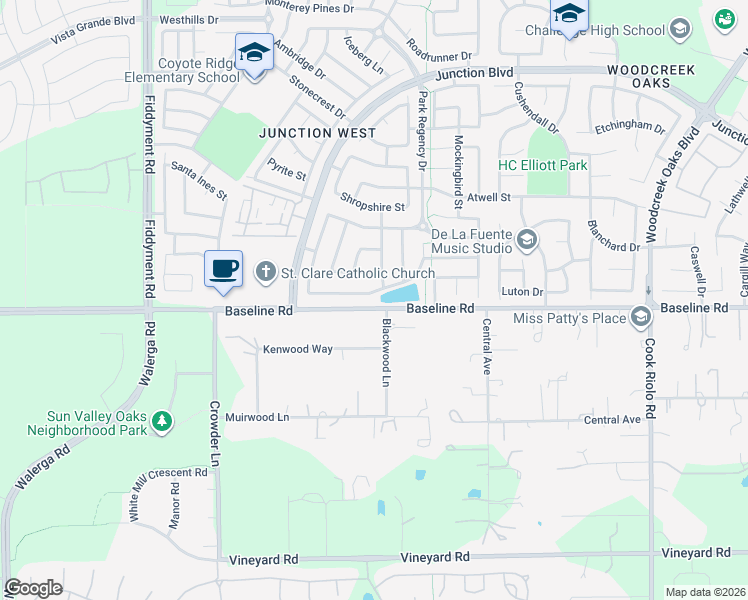 map of restaurants, bars, coffee shops, grocery stores, and more near 2021 Casterbridge Drive in Roseville