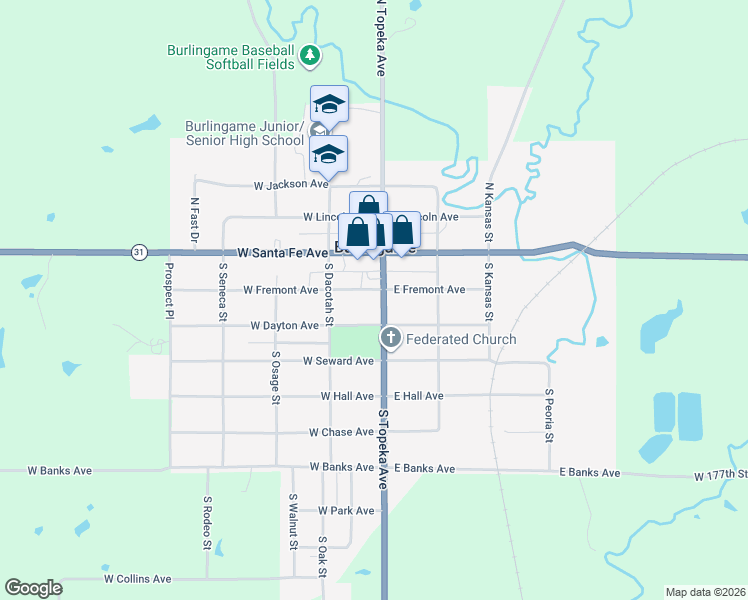 map of restaurants, bars, coffee shops, grocery stores, and more near 100-122 W Fremont Ave in Burlingame