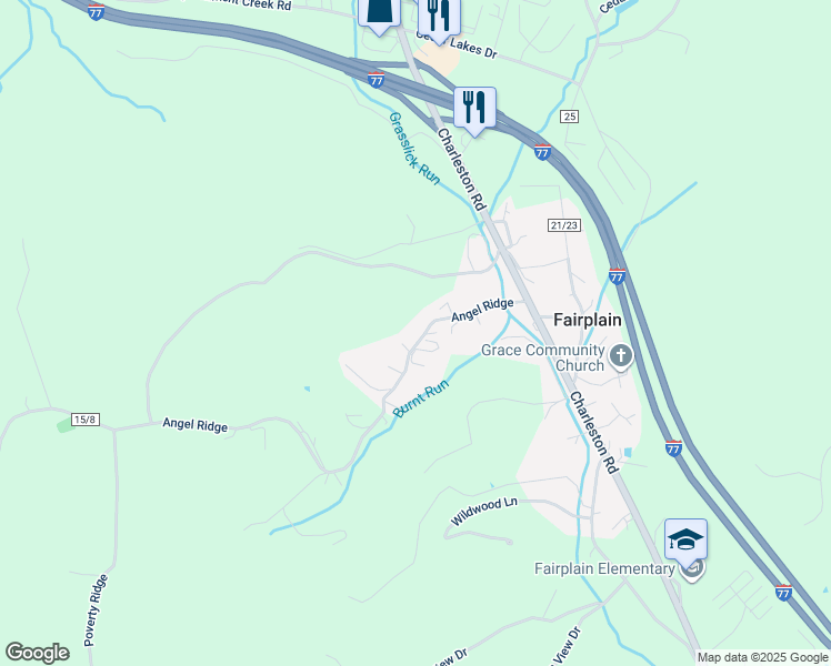 map of restaurants, bars, coffee shops, grocery stores, and more near 246 Angel Ridge in Ripley