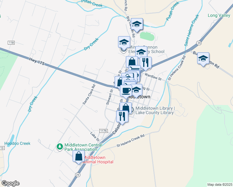 map of restaurants, bars, coffee shops, grocery stores, and more near 15662 Armstrong Street in Middletown