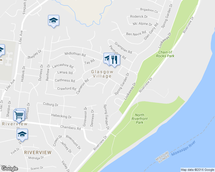map of restaurants, bars, coffee shops, grocery stores, and more near 10334 Ross Circle in Saint Louis