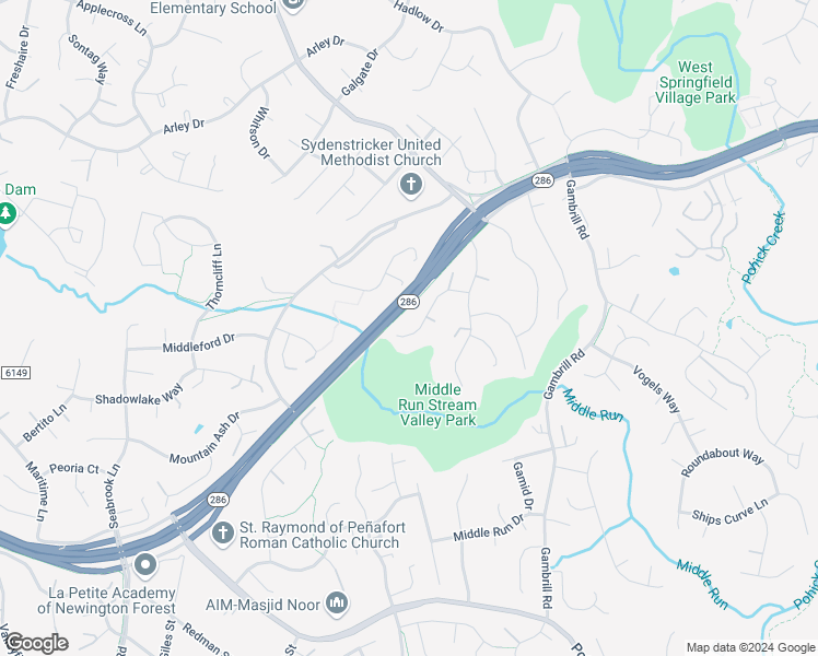 map of restaurants, bars, coffee shops, grocery stores, and more near 8525 Wild Spruce Drive in Springfield