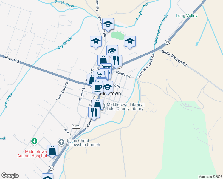 map of restaurants, bars, coffee shops, grocery stores, and more near in Middletown