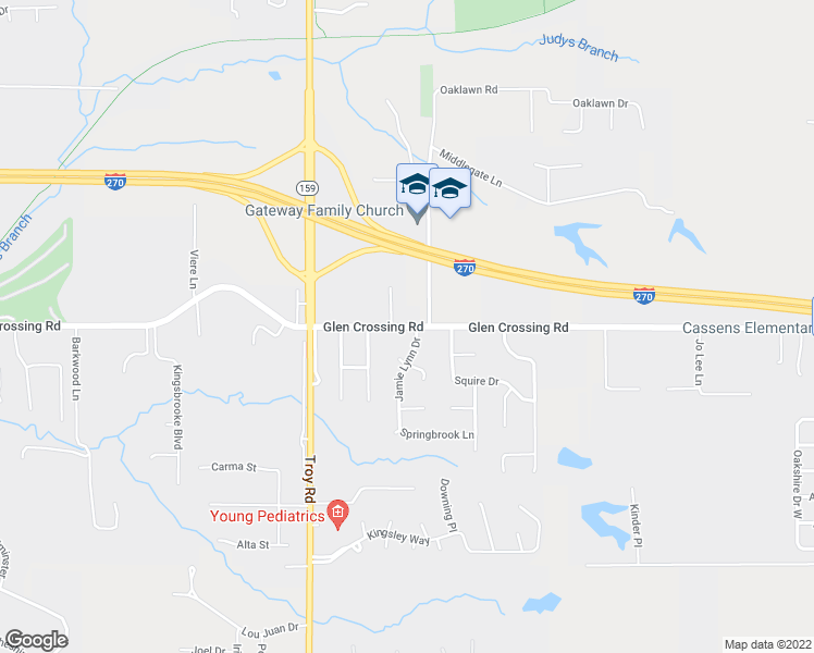map of restaurants, bars, coffee shops, grocery stores, and more near 665 Glen Crossing Road in Glen Carbon