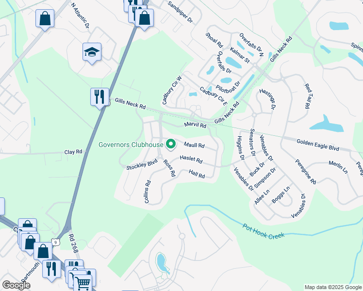 map of restaurants, bars, coffee shops, grocery stores, and more near 11454 Maull Road in Lewes