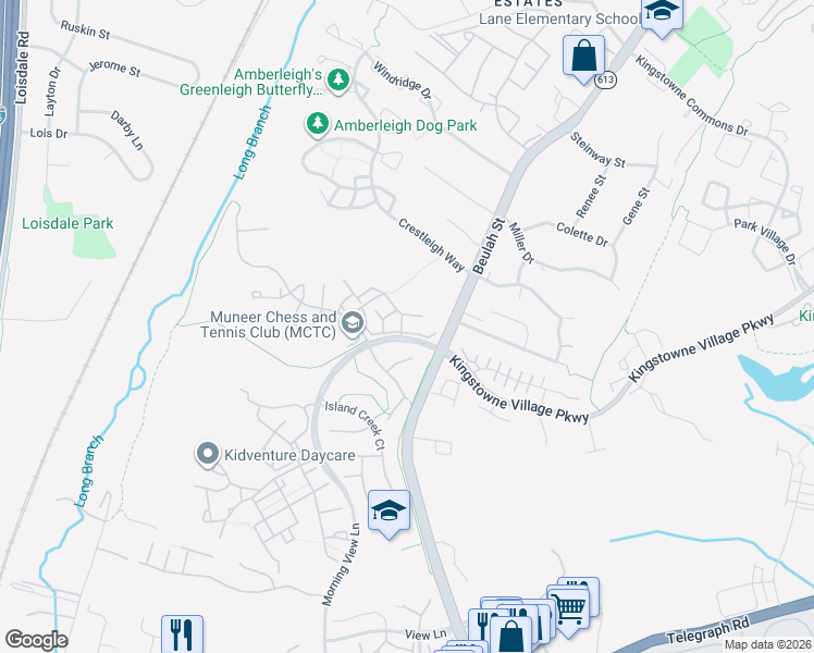 map of restaurants, bars, coffee shops, grocery stores, and more near 6528 Osprey Point Lane in Alexandria