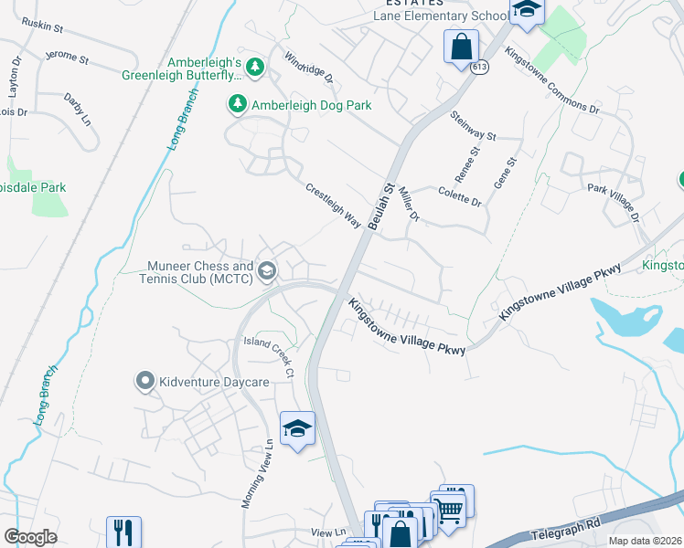 map of restaurants, bars, coffee shops, grocery stores, and more near 6500 Osprey Point Lane in Alexandria