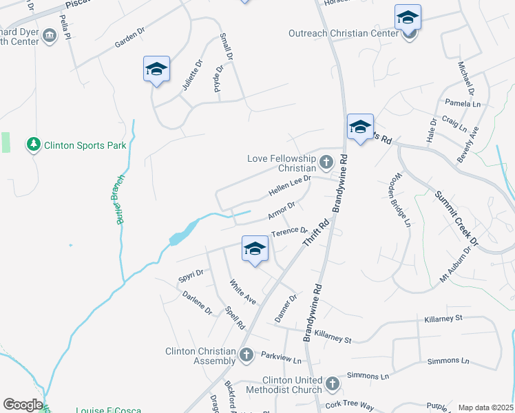map of restaurants, bars, coffee shops, grocery stores, and more near 6111 Hellen Lee Dr in Clinton