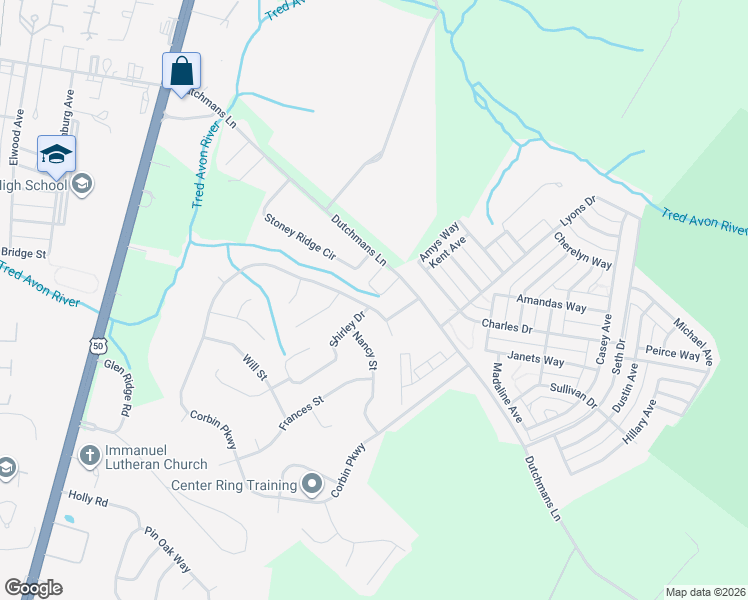 map of restaurants, bars, coffee shops, grocery stores, and more near 29488 Corbin Parkway in Easton