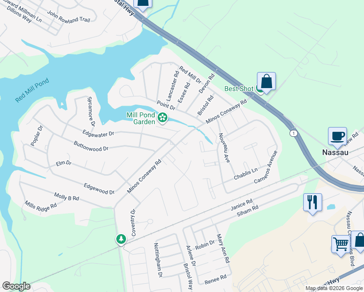 map of restaurants, bars, coffee shops, grocery stores, and more near 17145 Minos Conaway Road in Lewes