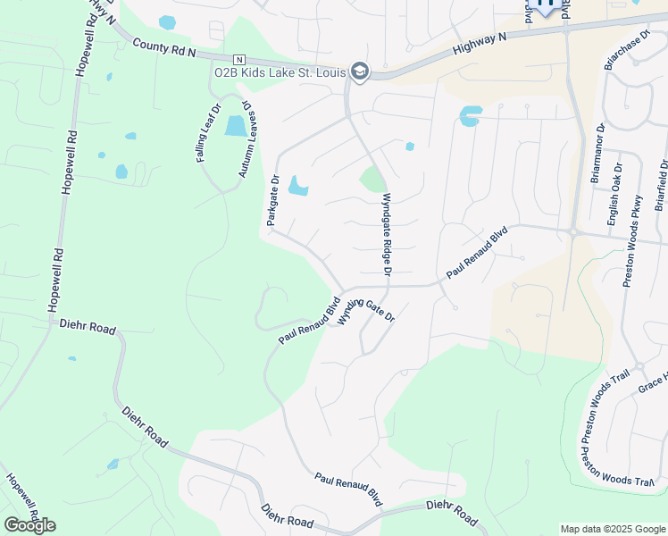 map of restaurants, bars, coffee shops, grocery stores, and more near 554 Parkgate Drive in Lake Saint Louis