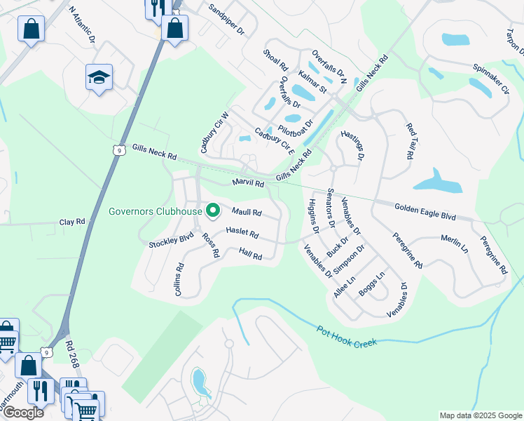 map of restaurants, bars, coffee shops, grocery stores, and more near 11509 Maull Road in Lewes