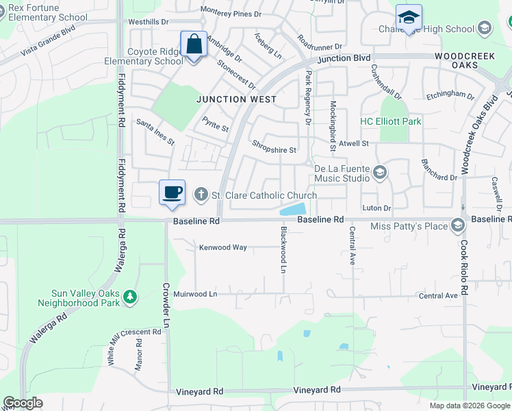 map of restaurants, bars, coffee shops, grocery stores, and more near 1981 Casterbridge Drive in Roseville