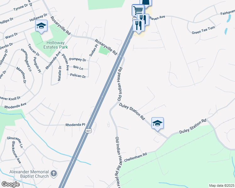 map of restaurants, bars, coffee shops, grocery stores, and more near 10005 Old Indian Head Road in Upper Marlboro