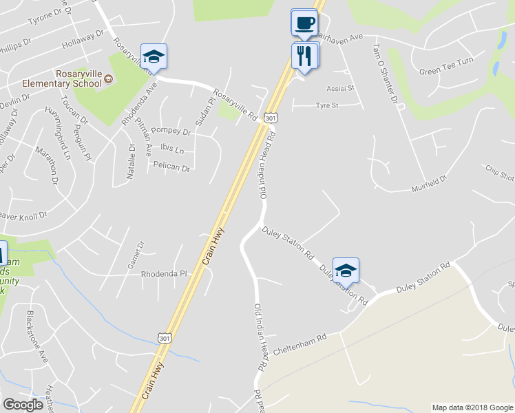 map of restaurants, bars, coffee shops, grocery stores, and more near 10005 Old Indian Head Road in Upper Marlboro