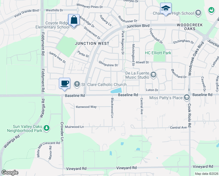 map of restaurants, bars, coffee shops, grocery stores, and more near 2021 Casterbridge Drive in Roseville