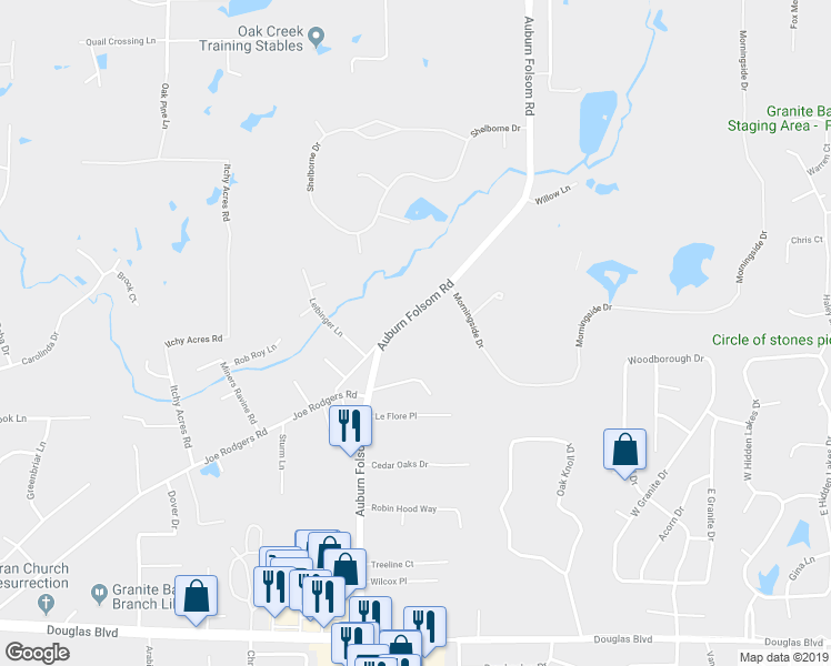 map of restaurants, bars, coffee shops, grocery stores, and more near 7975 Auburn Folsom Road in Granite Bay