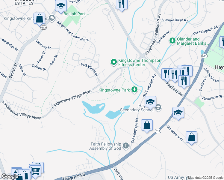 map of restaurants, bars, coffee shops, grocery stores, and more near 7513 Ashby Lane in Alexandria