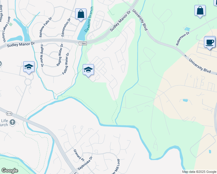 map of restaurants, bars, coffee shops, grocery stores, and more near 9324 Angel Falls Street in Bristow