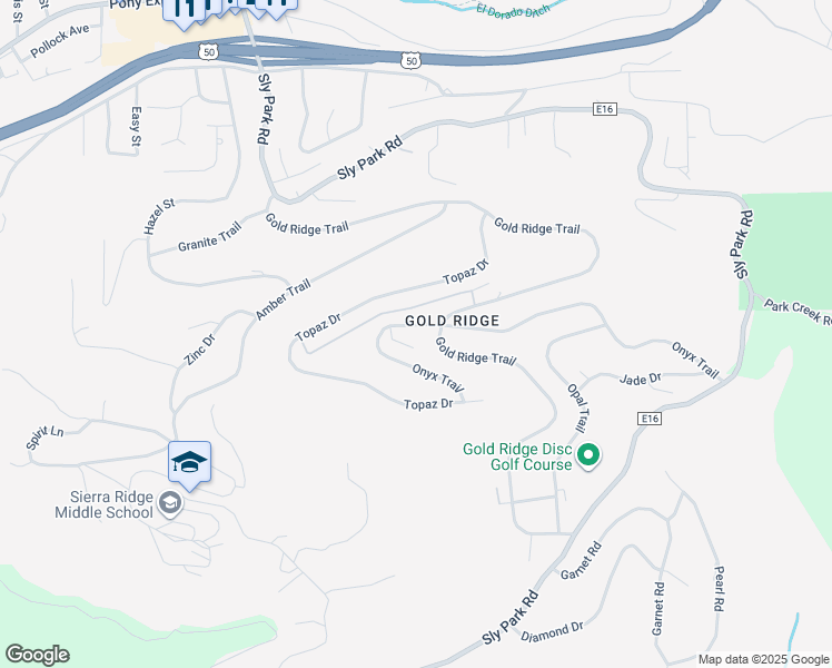 map of restaurants, bars, coffee shops, grocery stores, and more near 6624 Onyx Trail in Pollock Pines
