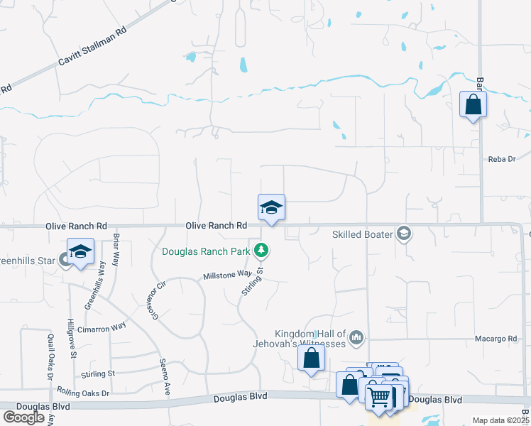 map of restaurants, bars, coffee shops, grocery stores, and more near 7965 Leona Way in Granite Bay