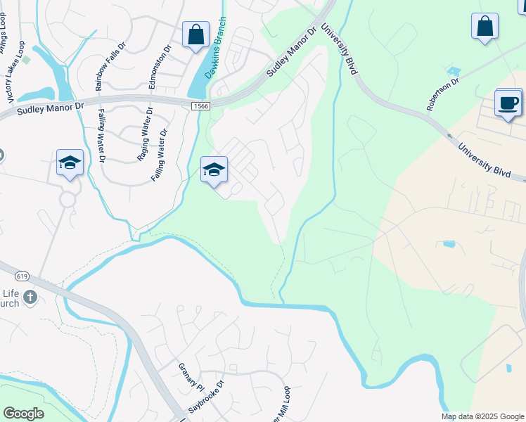 map of restaurants, bars, coffee shops, grocery stores, and more near 9324 Angel Falls Street in Bristow