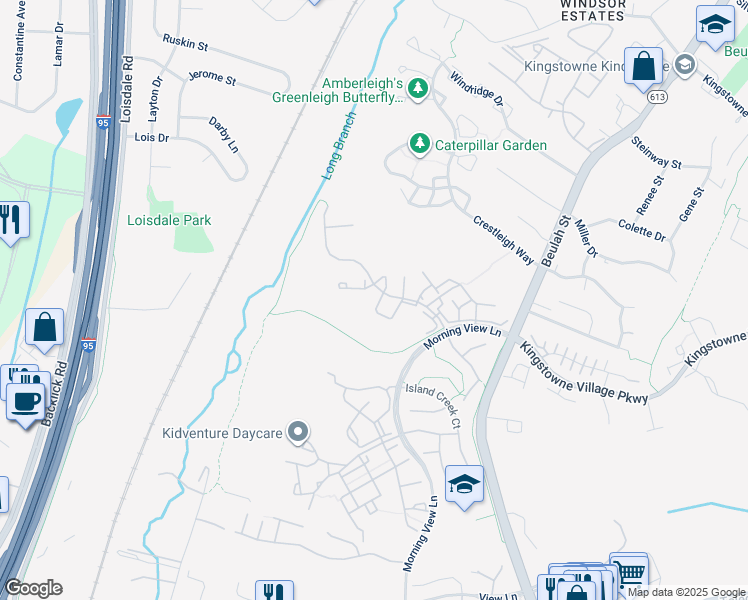 map of restaurants, bars, coffee shops, grocery stores, and more near 7706 Effingham Square in Alexandria