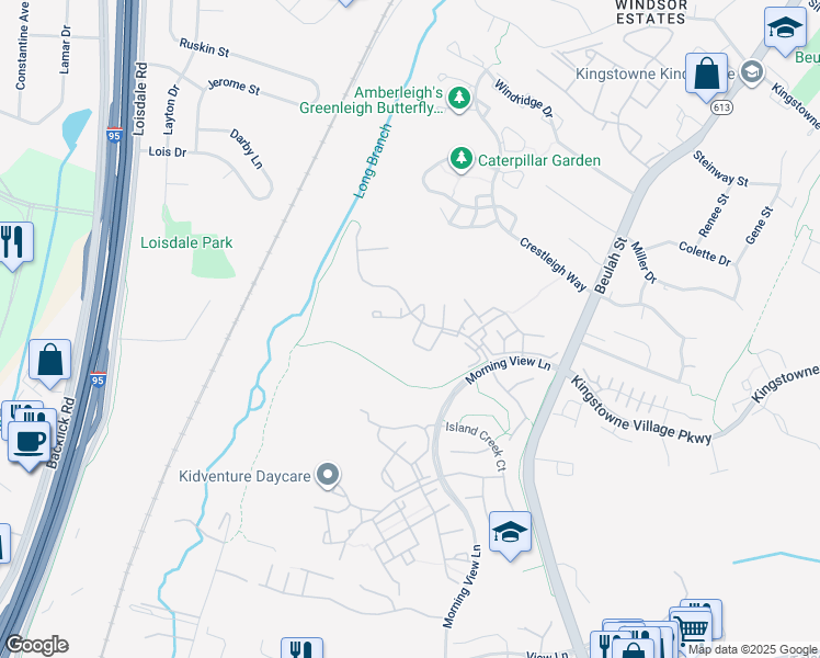 map of restaurants, bars, coffee shops, grocery stores, and more near 7706 Effingham Square in Alexandria