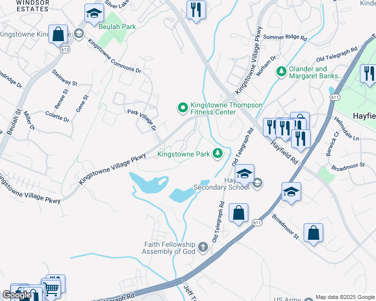 map of restaurants, bars, coffee shops, grocery stores, and more near 7509 Ashby Lane in Alexandria