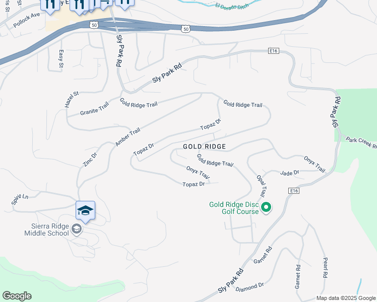 map of restaurants, bars, coffee shops, grocery stores, and more near 6624 Onyx Trail in Pollock Pines