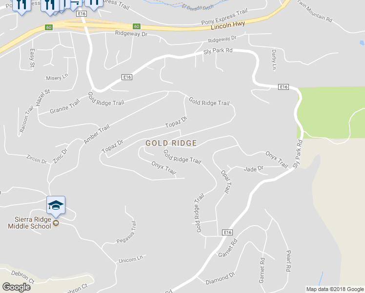 map of restaurants, bars, coffee shops, grocery stores, and more near 6679 Onyx Trail in Pollock Pines