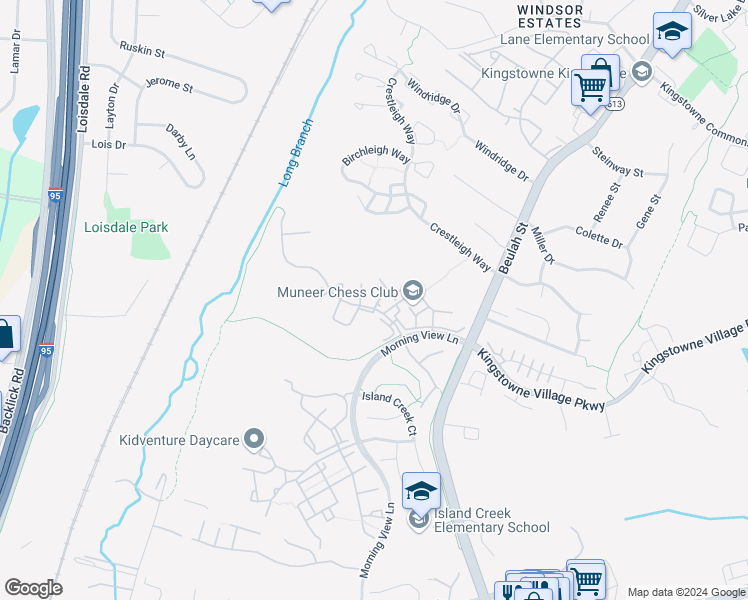 map of restaurants, bars, coffee shops, grocery stores, and more near 7506 Shirley Hunter Way in Alexandria