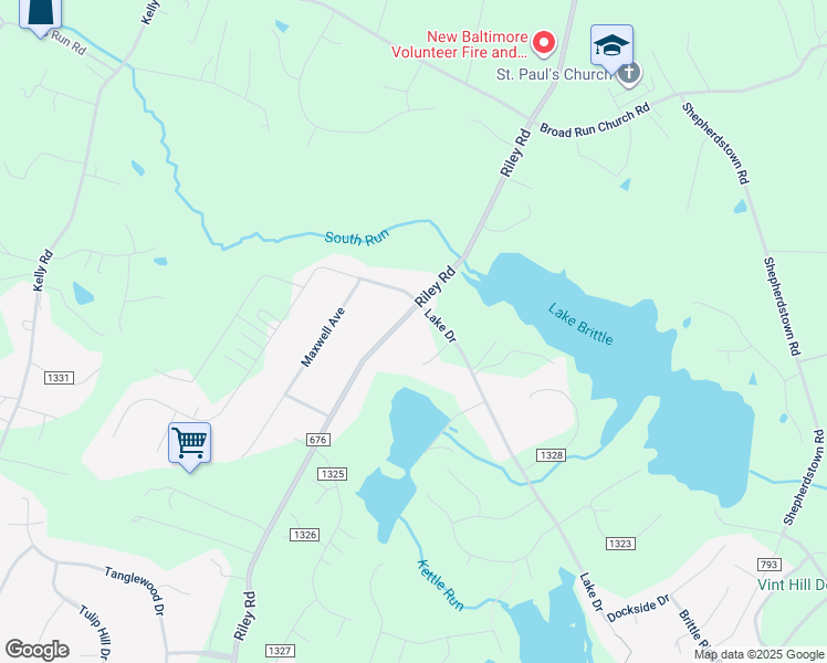 map of restaurants, bars, coffee shops, grocery stores, and more near 6725 Riley Road in Warrenton