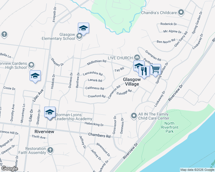 map of restaurants, bars, coffee shops, grocery stores, and more near 311 Caithness Road in St. Louis