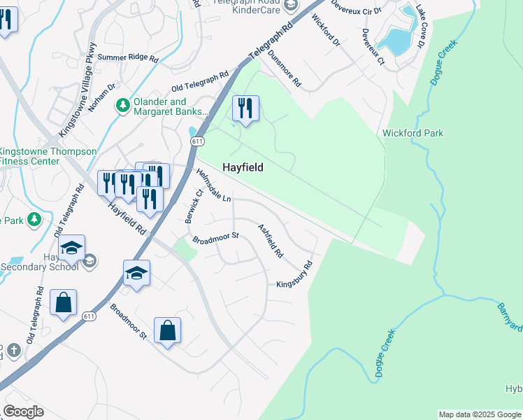 map of restaurants, bars, coffee shops, grocery stores, and more near 5609 Helmsdale Lane in Alexandria