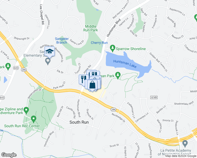 map of restaurants, bars, coffee shops, grocery stores, and more near 9211 Dorothy Lane in Springfield
