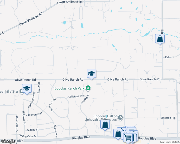 map of restaurants, bars, coffee shops, grocery stores, and more near 5735 Lions Cross Circle in Granite Bay