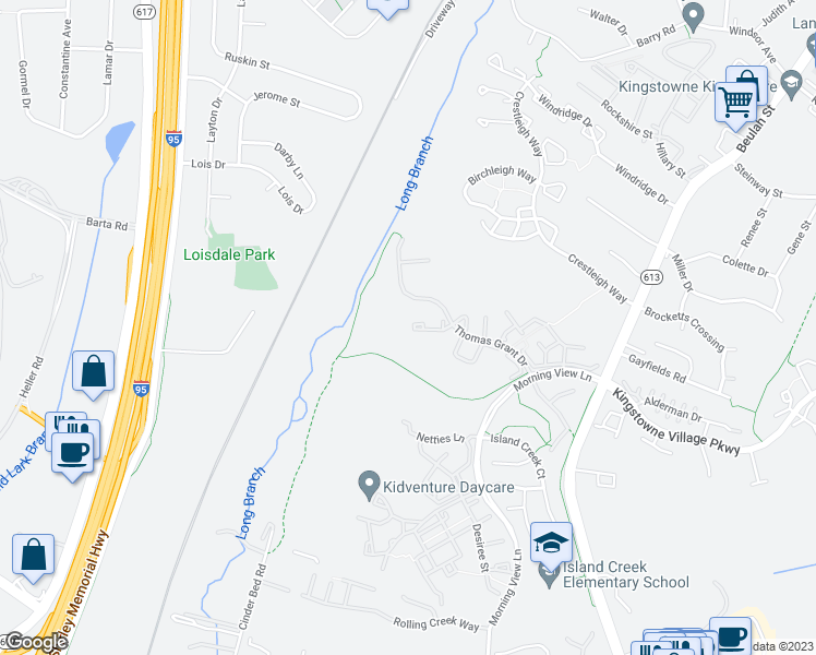 map of restaurants, bars, coffee shops, grocery stores, and more near 6739 Royal Thomas Way in Alexandria