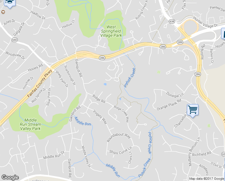 map of restaurants, bars, coffee shops, grocery stores, and more near 7436 Shepherd Ridge Court in Springfield