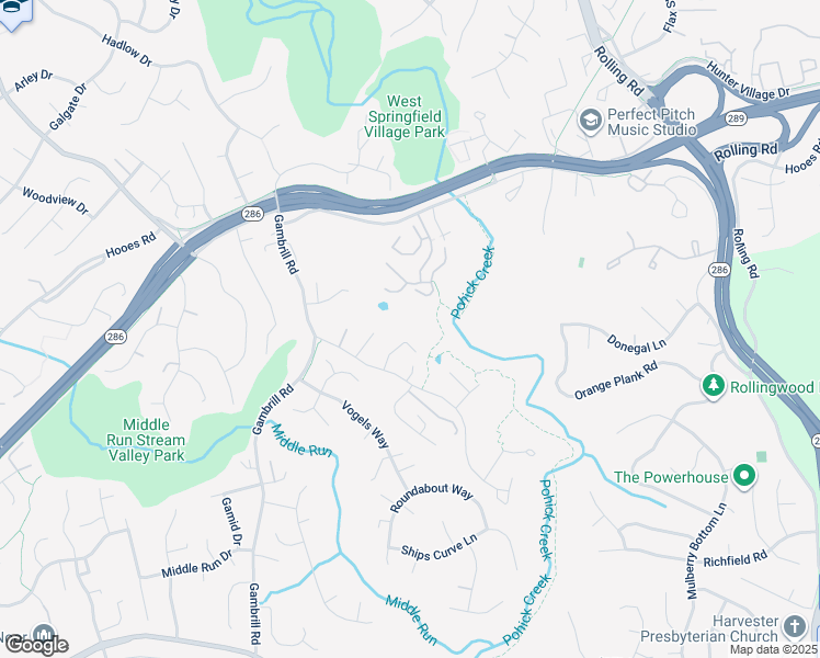 map of restaurants, bars, coffee shops, grocery stores, and more near 7436 Shepherd Ridge Court in Springfield