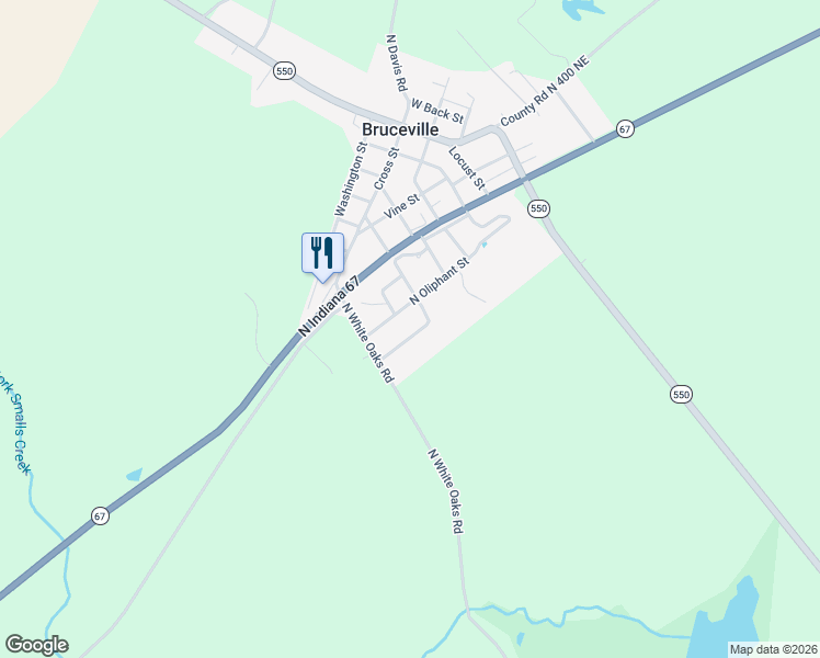 map of restaurants, bars, coffee shops, grocery stores, and more near 279 North Oliphant Street in Bruceville